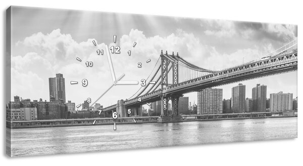 Obraz s hodinami Brooklyn New York Rozmery: 100 x 40 cm