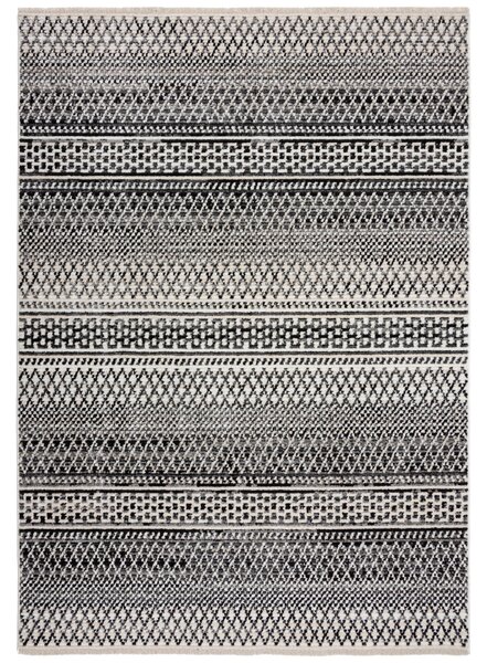 Flair Rugs, Kusový koberec Santiago Camino Black/White, 160x230, čiernobiela, obývacia izba