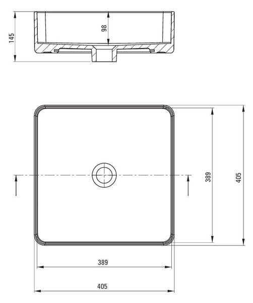 Deante Square, keramické umývadlo na dosku 405x405x145mm, biela lesklá, DEA-CGS_6U4S