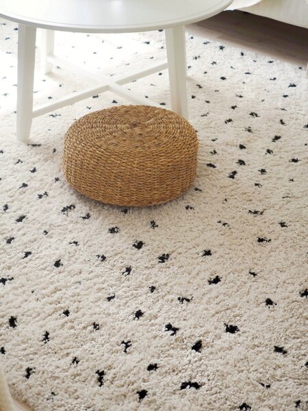 Dywany Łuszczów , Kusový koberec Berber Syla B752 dots cream, 140x190, biela, kancelária