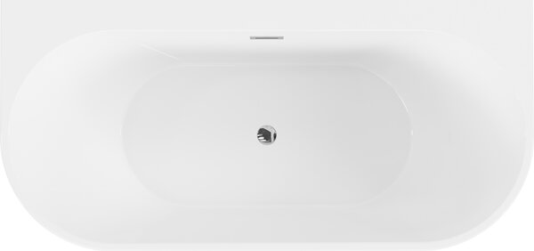 Mexen Oval+, voľne stojaca vaňa ku stene 170 x 80 cm, biela lesklá, chrómový prepad, 52681708000-01