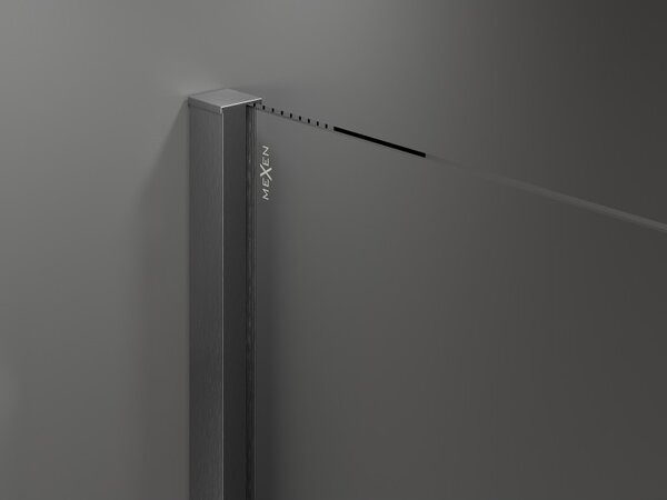 Mexen Velar, sprchová zástena s posuvnými dverami Walk-in 85 x 200 cm, 8mm sklo námraza, grafit brúsený, 871-085-000-33-66