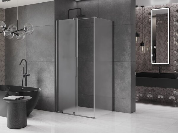 Mexen Velar, sprchový kút s posuvnými dverami 110 x 90 cm, 8mm sklo námraza, grafit brúsený, 871-110-090-31-66