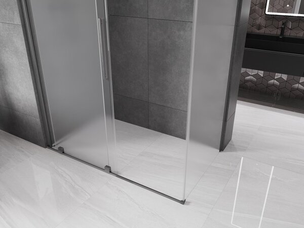 Mexen Velar, sprchový kút s posuvnými dverami 150 x 90 cm, 8mm sklo námraza, grafit brúsený, 871-150-090-31-66