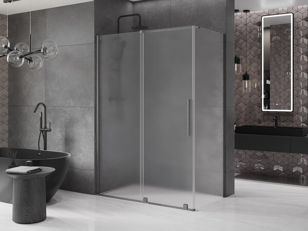 Mexen Velar, sprchový kút s posuvnými dverami 150 x 90 cm, 8mm sklo námraza, grafit brúsený, 871-150-090-31-66