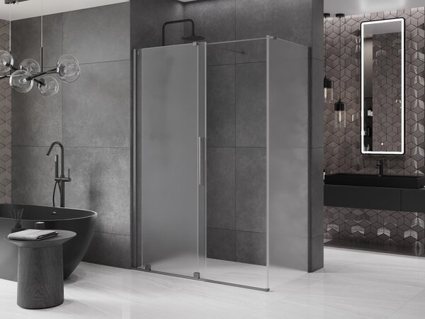 Mexen Velar, sprchový kút s posuvnými dverami 150 x 90 cm, 8mm sklo námraza, grafit brúsený, 871-150-090-31-66