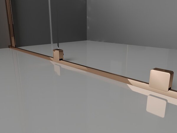 Mexen Velar Duo, posuvné sprchové dvere do otvoru 140 cm, 8mm šedé sklo, ružové zlato, 871-140-000-42-60