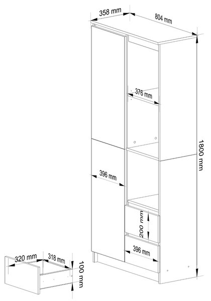 Ak furniture Skriňa Rexa 80 cm biela