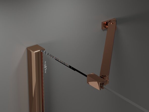 Mexen Velar Duo, posuvné sprchové dvere do otvoru 140 cm, 8mm šedé sklo, ružové zlato, 871-140-000-42-60