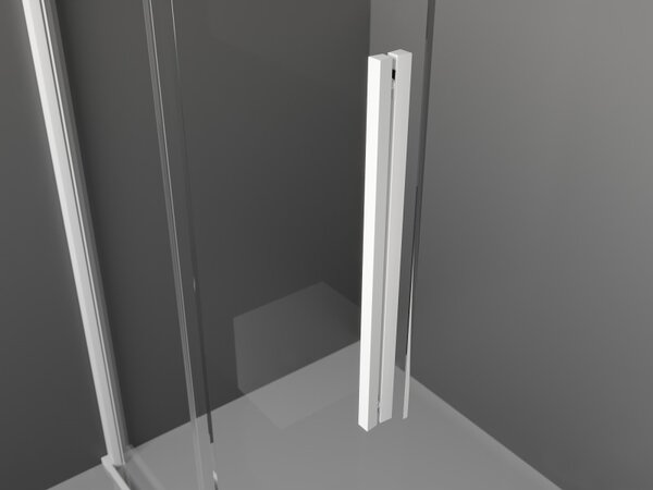 Mexen Velar, sprchová zástena s posuvnými dverami Walk-in 130 x 200 cm, 8mm šedé sklo, biela matná, 871-130-000-43-20