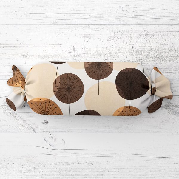 Biante Vankúš valec bonbon Sandra SA-488 Hnedo-béžové designové púpavy 15x40 cm