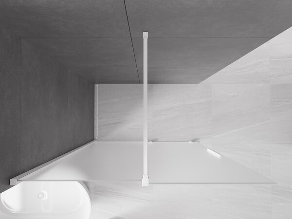 Mexen Velar, sprchová zástena s posuvnými dverami Walk-in 140 x 200 cm, 8mm sklo námraza, biela matná, 871-140-000-33-20
