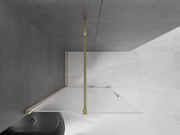 Mexen Velar, sprchová zástena s posuvnými dverami Walk-in 110 x 200 cm, 8mm sklo námraza, zlatá lesklá, 871-110-000-33-50