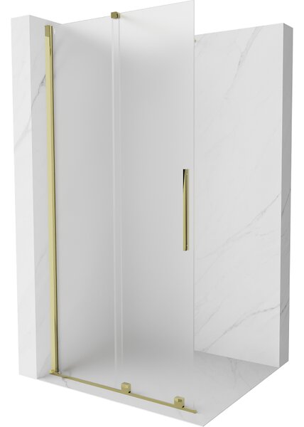 Mexen Velar, sprchová zástena s posuvnými dverami Walk-in 110 x 200 cm, 8mm sklo námraza, zlatá lesklá, 871-110-000-33-50