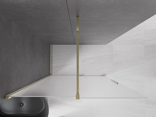 Mexen Velar, sprchová zástena s posuvnými dverami Walk-in 150 x 200 cm, 8mm sklo námraza, zlatá lesklá, 871-150-000-33-50