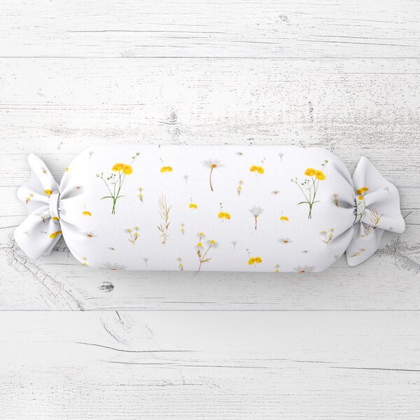 Biante Vankúš valec bonbon Sandra SA-497 Žlté bylinky na bielom 15x40 cm