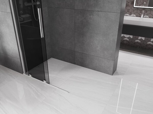 Mexen Velar, sprchová zástena s posuvnými dverami Walk-in 70 x 200 cm, 8mm šedé sklo, chrómová, 871-070-000-43-01