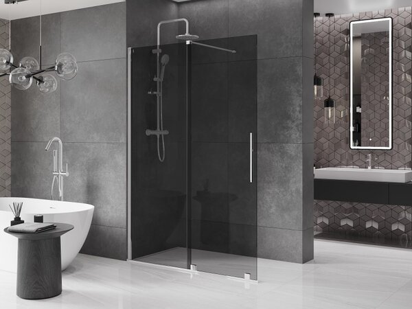 Mexen Velar, sprchová zástena s posuvnými dverami Walk-in 130 x 200 cm, 8mm šedé sklo, chrómová, 871-130-000-43-01
