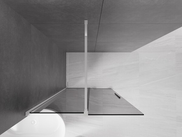 Mexen Velar, sprchová zástena s posuvnými dverami Walk-in 70 x 200 cm, 8mm šedé sklo, chrómová, 871-070-000-43-01