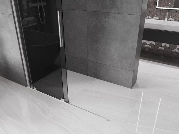 Mexen Velar, sprchová zástena s posuvnými dverami Walk-in 130 x 200 cm, 8mm šedé sklo, chrómová, 871-130-000-43-01