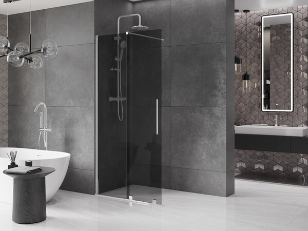 Mexen Velar, sprchová zástena s posuvnými dverami Walk-in 70 x 200 cm, 8mm šedé sklo, chrómová, 871-070-000-43-01