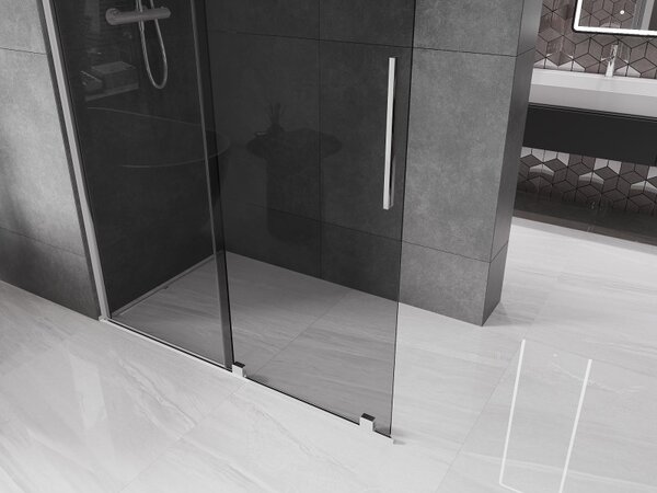 Mexen Velar, sprchová zástena s posuvnými dverami Walk-in 130 x 200 cm, 8mm šedé sklo, chrómová, 871-130-000-43-01