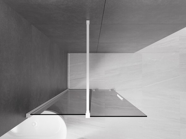 Mexen Velar, sprchová zástena s posuvnými dverami Walk-in 70 x 200 cm, 8mm šedé sklo, biela matná, 871-070-000-43-20