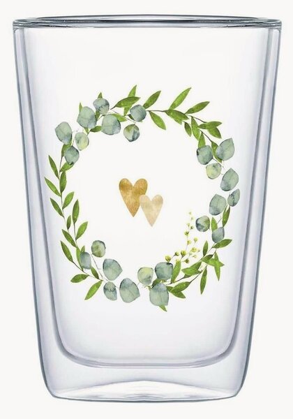 Pohár na latte macchiato z borosilikátového skla Two Hearts