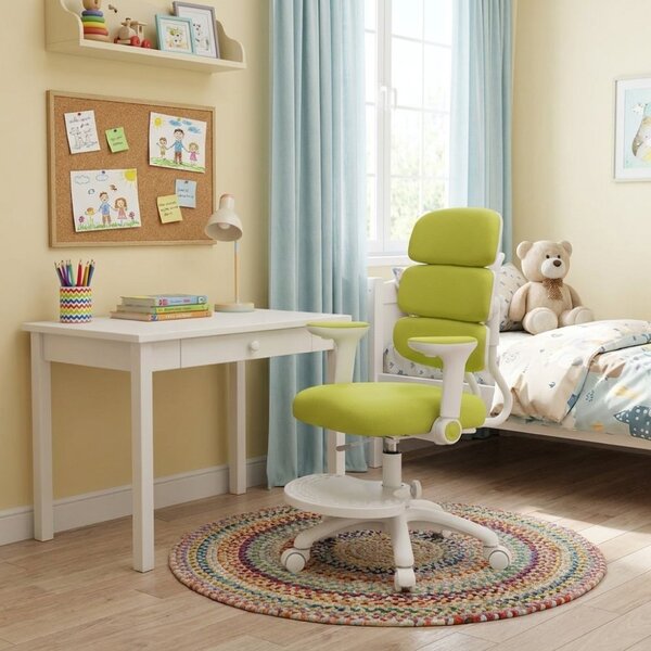 Detská rastúca stolička Neoseat KIDDY THREE — látka, prateľný poťah, zelená