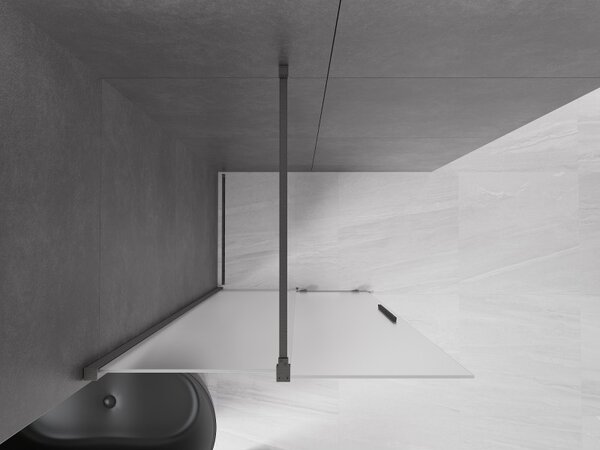 Mexen Velar, sprchová zástena s posuvnými dverami Walk-in 85 x 200 cm, 8mm sklo námraza, grafit brúsený, 871-085-000-33-66