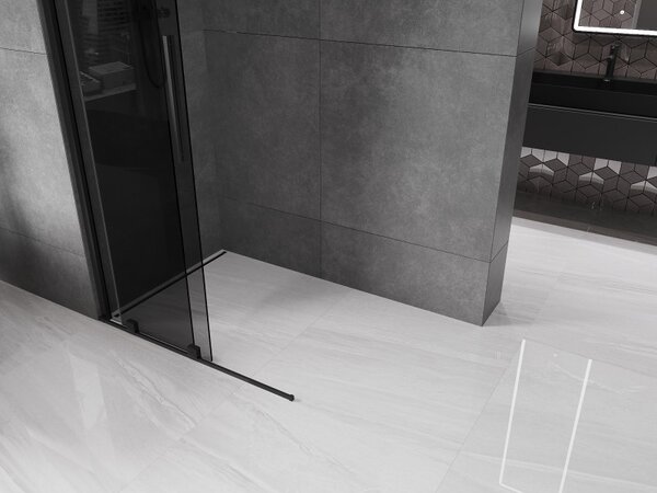 Mexen Velar, sprchová zástena s posuvnými dverami Walk-in 70 x 200 cm, 8mm šedé sklo, čierna matná, 871-070-000-43-70