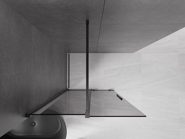Mexen Velar, sprchová zástena s posuvnými dverami Walk-in 70 x 200 cm, 8mm šedé sklo, čierna matná, 871-070-000-43-70