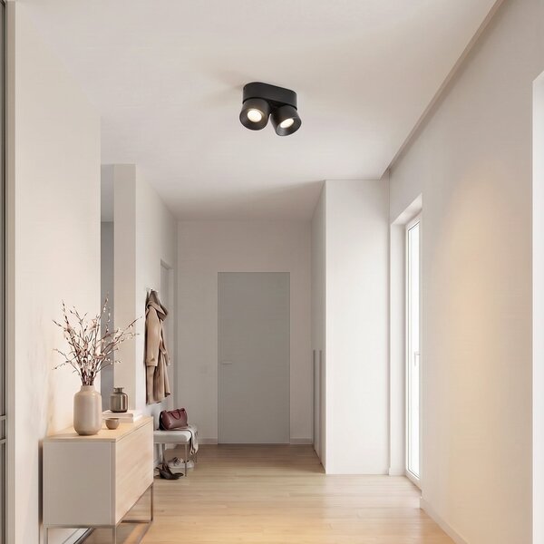 Stropné Lampa PRIOS, Rotari basic, stmievateľné, Čierna, Obývacia izba, Kov, Moderný