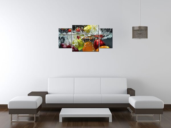 Obraz s hodinami Sladké ovocie - 3 dielny Rozmery: 100 x 70 cm