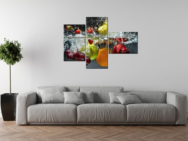 Obraz s hodinami Sladké ovocie - 3 dielny Rozmery: 100 x 70 cm