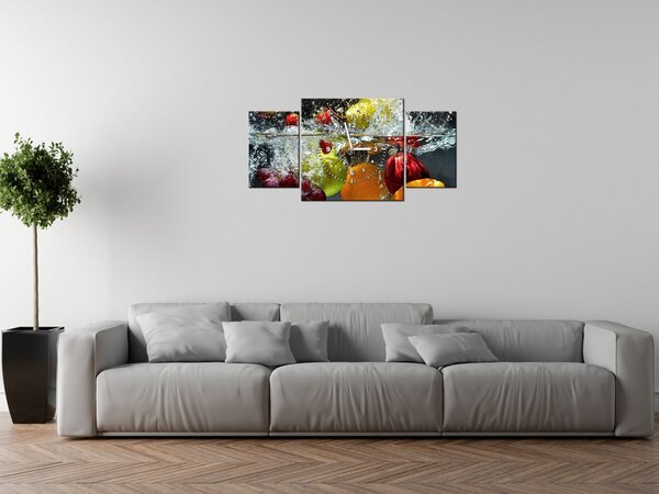 Obraz s hodinami Sladké ovocie - 3 dielny Rozmery: 100 x 70 cm