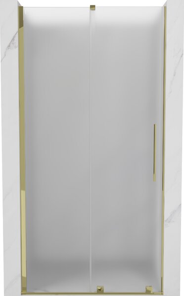 Mexen Velar, posuvné sprchové dvere do otvoru 110 cm, 8mm sklo námraza, zlatá lesklá, 871-110-000-31-50