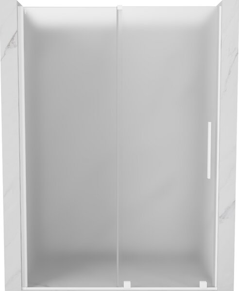 Mexen Velar, posuvné sprchové dvere do otvoru 130 cm, 8mm sklo námraza, biela matná, 871-130-000-31-20
