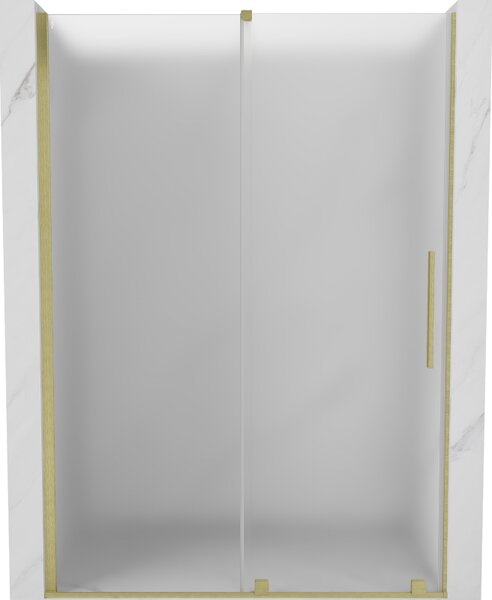 Mexen Velar, posuvné sprchové dvere do otvoru 130 cm, 8mm sklo námraza, zlatá matná, 871-130-000-31-55
