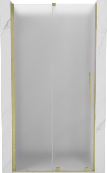 Mexen Velar, posuvné sprchové dvere do otvoru 90 cm, 8mm sklo námraza, zlatá matná, 871-090-000-31-55