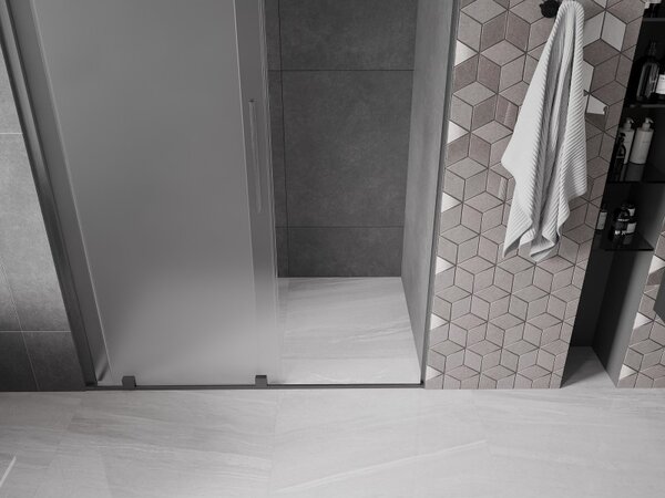 Mexen Velar, posuvné sprchové dvere do otvoru 130 cm, 8mm sklo námraza, grafit brúsený, 871-130-000-31-66
