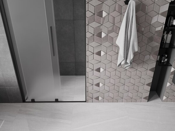 Mexen Velar, posuvné sprchové dvere do otvoru 90 cm, 8mm sklo námraza, čierna matná, 871-090-000-31-70