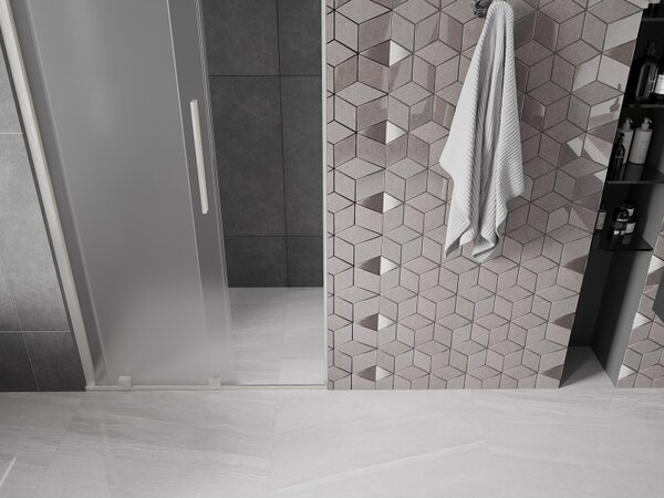 Mexen Velar, posuvné sprchové dvere do otvoru 100 cm, 8mm sklo námraza, brúsená oceľ, 871-100-000-31-97