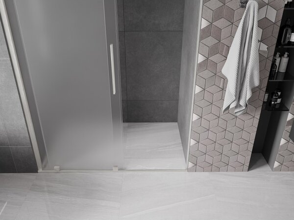 Mexen Velar, posuvné sprchové dvere do otvoru 140 cm, 8mm sklo námraza, brúsená oceľ, 871-140-000-31-97