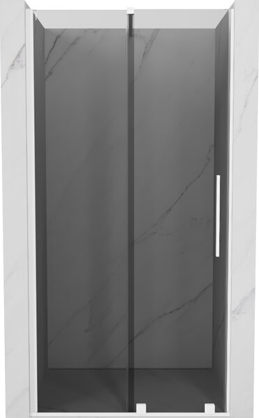 Mexen Velar, posuvné sprchové dvere do otvoru 90 cm, 8mm šedé sklo, biela matná, 871-090-000-41-20