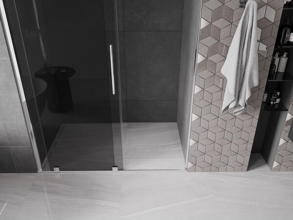 Mexen Velar, posuvné sprchové dvere do otvoru 130 cm, 8mm šedé sklo, chrómová, 871-130-000-41-01