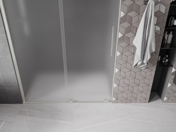 Mexen Velar, posuvné sprchové dvere do otvoru 140 cm, 8mm sklo námraza, brúsená oceľ, 871-140-000-31-97