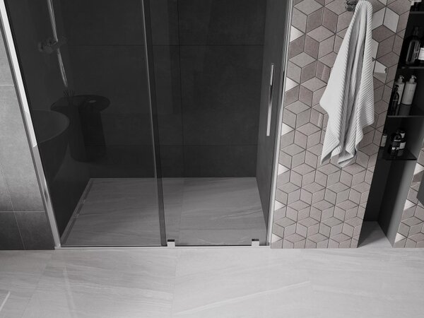 Mexen Velar, posuvné sprchové dvere do otvoru 130 cm, 8mm šedé sklo, chrómová, 871-130-000-41-01