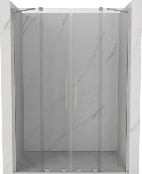 Mexen Velar Duo, posuvné sprchové dvere do otvoru 140 cm, 8mm číre sklo, brúsená oceľ, 871-140-000-02-97