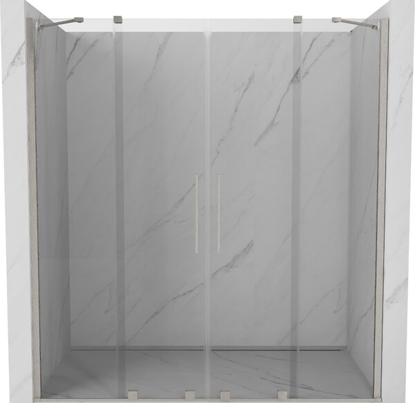 Mexen Velar Duo, posuvné sprchové dvere do otvoru 170 cm, 8mm číre sklo, brúsená oceľ, 871-170-000-02-97